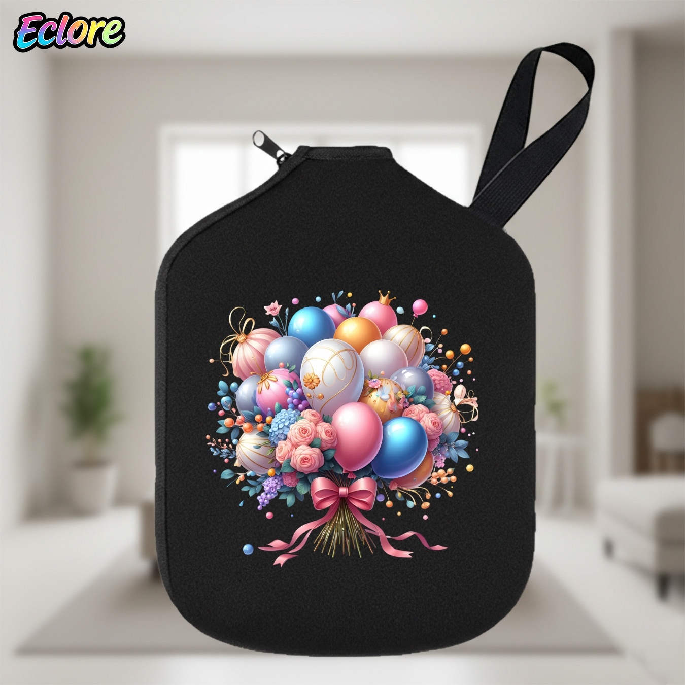 Table Tennis Table - Colorful Flower Balloon Bouquet Pickleball Paddle