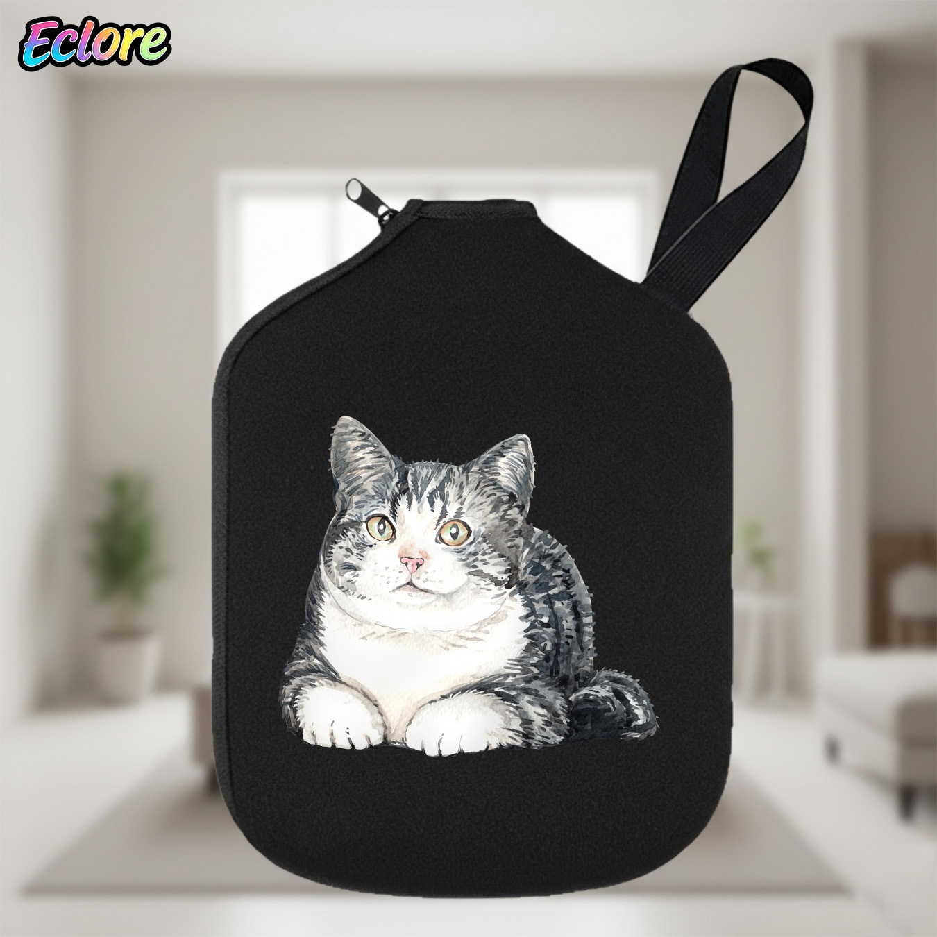 Table Tennis Table - Cute Watercolor Cat Pickleball Paddle Cover